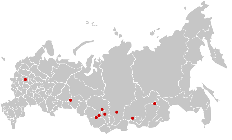 Карта клиентов оператора спутникового мониторинга GpsRF